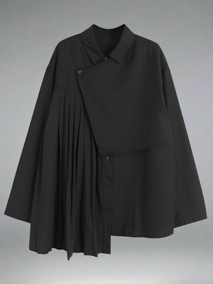 asymmetrical pleated overlay blouse - Afon