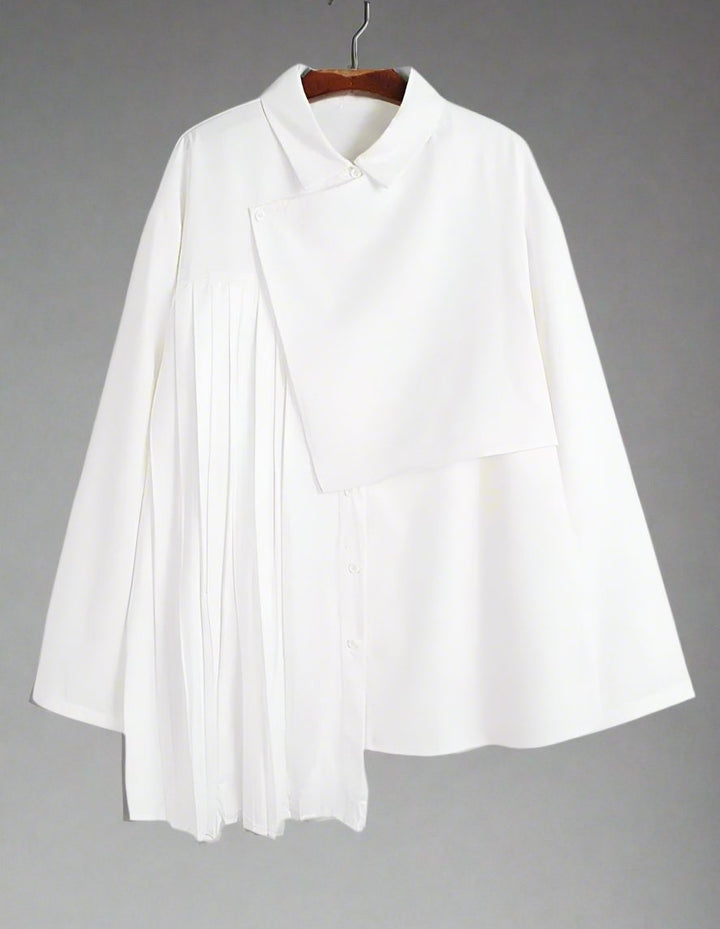 asymmetrical pleated overlay blouse - Afon